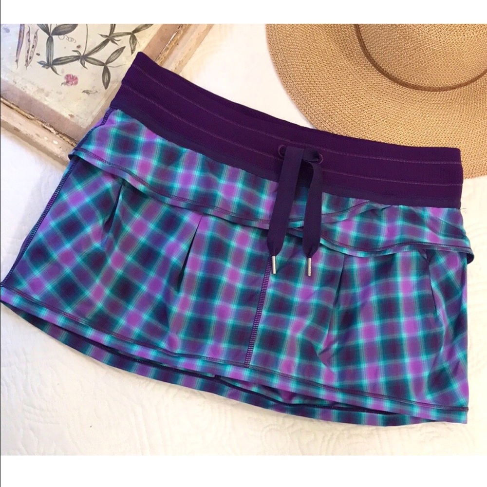 Lululemon Personal Best Run Skirt Oasis Ombré Lolo Purple Plaid Rare